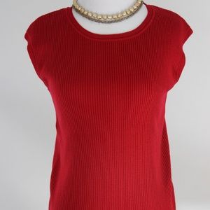 CALVIN KLEIN Red Sleeveless Ribbed Sweater